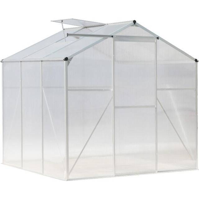 Livingandhome - 6ft x 6ft Greenhouse Polycarbonate Aluminium Greenhouse with Window and Sliding Door