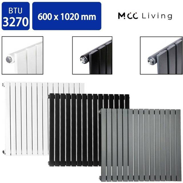 Mcc Designer Flat Panel Single Radiator 600 X 1020Mm White, White