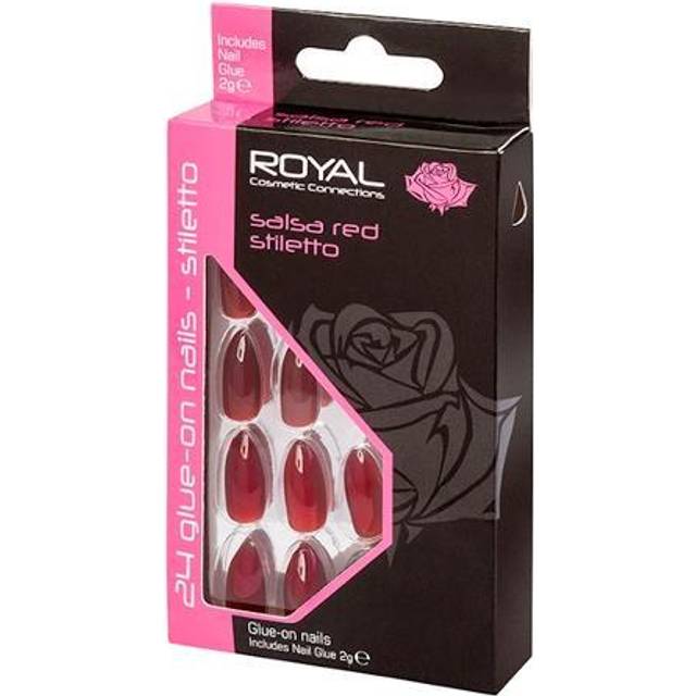 Royal Artificial Nails Salsa Red Stiletto - 24 pcs.