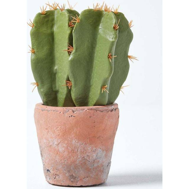 Homescapes Small Artificial Cactus in Terracotta Pot, 17cm Tall - Green