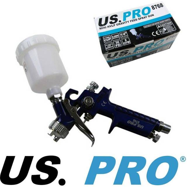 US PRO Mini HVLP Gravity Feed Spray Gun 115ML PP Cup 0.8MM Nozzle 8768