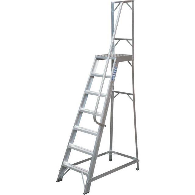 1.7m Heavy Duty Single Sided Fixed Step Ladders Handrail Platform Safety Barrier
