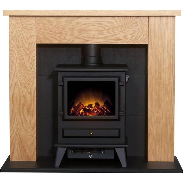 Adam Chester Electric Stove Fireplace in Oak & Black, 39 Inch
