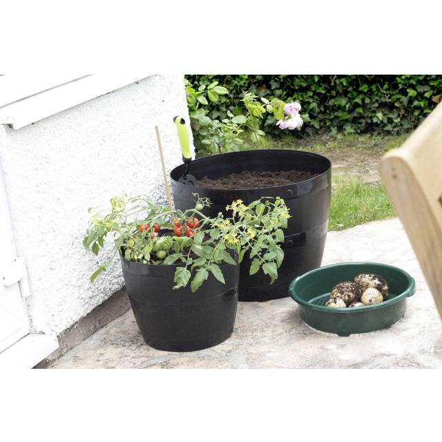 Whitefurze 34cm Barrel Planter, Black