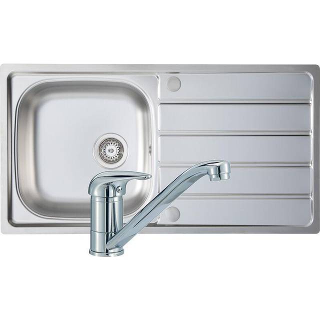 Prima 1 Bowl Sink, Drainer & Single Lever Tap Pack - Stainless Steel