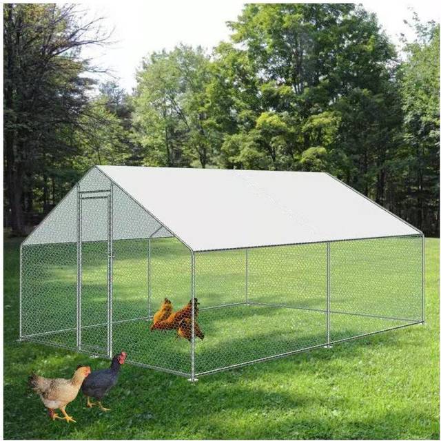 KCT 3x3m Walk in Chicken Coop Pet Run Poultry Pen Bird Cage Aviary Pen with Cover