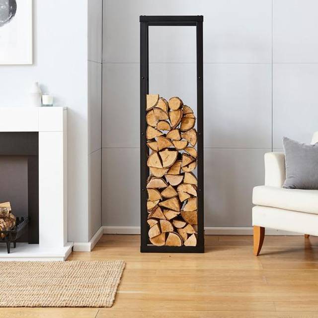 Neo Indoor Firewood Log Rack in Black | Size: Large