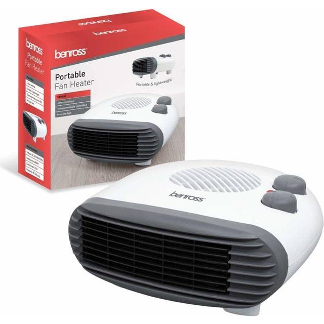 Benross Portable Travel Electric Horizontal Fan Heater Room Office Home House | TJ Hughes White