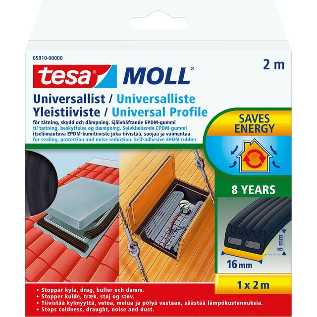 Tätningslist Tesa Universal Svart 2M X 8Mm