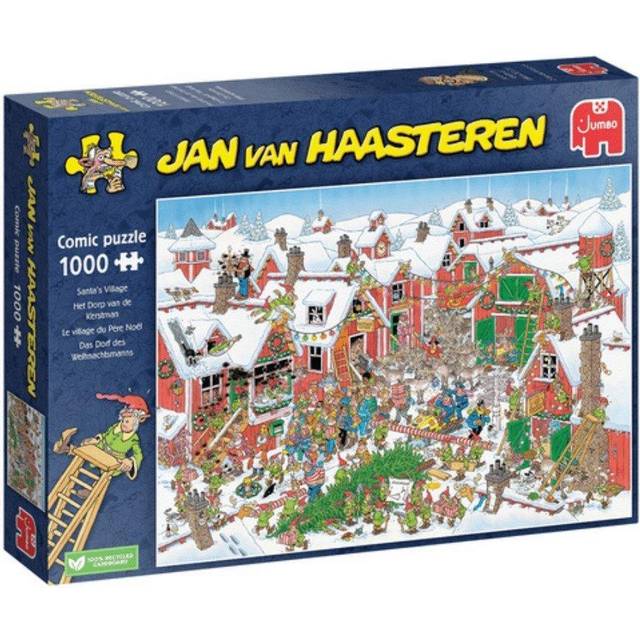 Santa's Village - 1000 Piece Adults Puzzle & Comic Puzzle - Large Jigsaw Puzzle for Adults - 100% Recycled Cardboard 1000Pc Jigsaw - Fun Festive