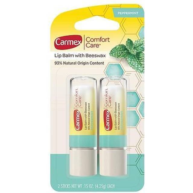 Carmex Comfort Care Lip Balm Stick with Beeswax  Peppermint Lip Balm  015 OZ Each  2 Count