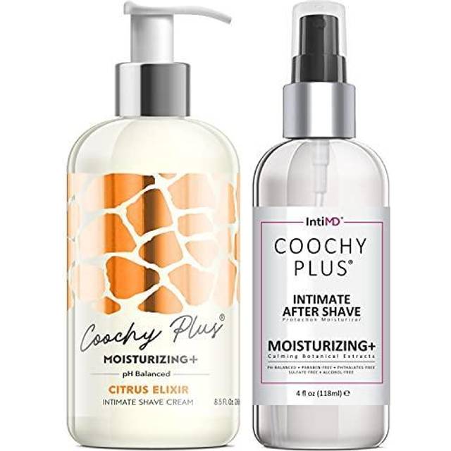 Coochy Plus Intimate Shaving Complete Kit - CITRUS ELIXIR & Organic After Shave Protection Soothing Moisturizer - Antioxidant Formula Prevents Razor B