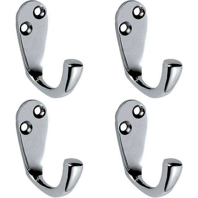 4x Victorian One Piece Single Bathroom Robe Hook 40mm Projection Polished Chrome