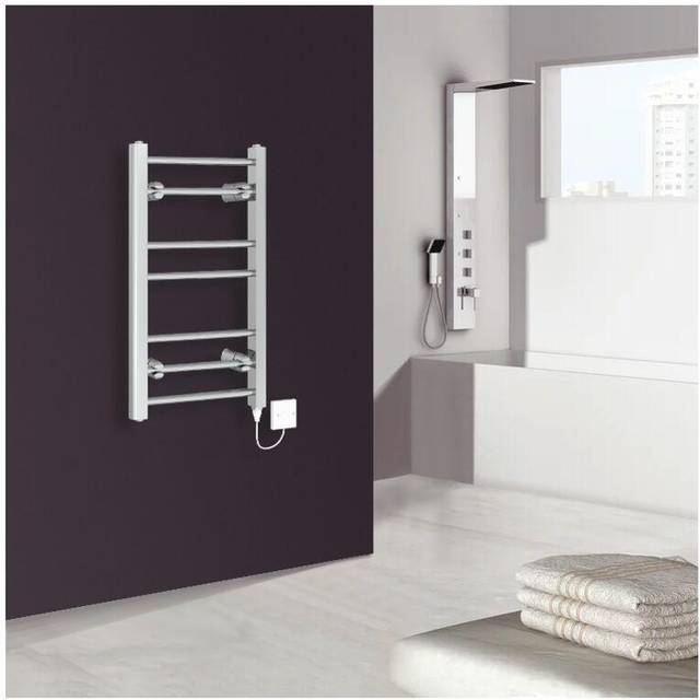 (700x400mm - Straight bars, Chrome) WarmeHaus Electric Heated Warming Towel Rail Bathroom Radiator