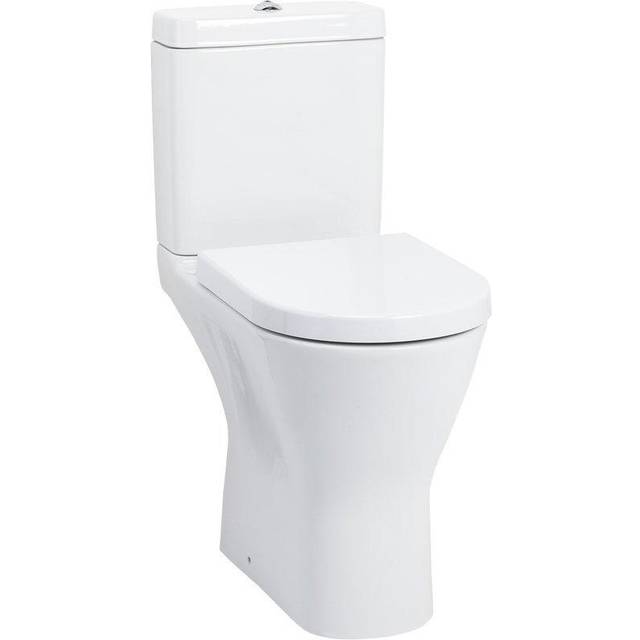 Wholesale Domestic Rio Comfort Height Open Back Close Coupled Toilet with Soft Close Toilet Seat | White | ABS Polished Chrome | 370mm x 881mm x 665mm