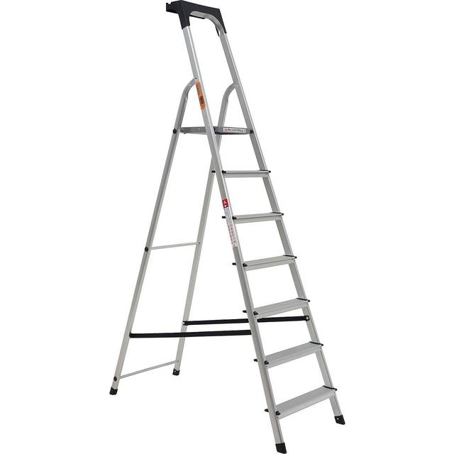 7- Step Aluminium Lightweight Folding Step Ladder - Silver (3.23cm H)