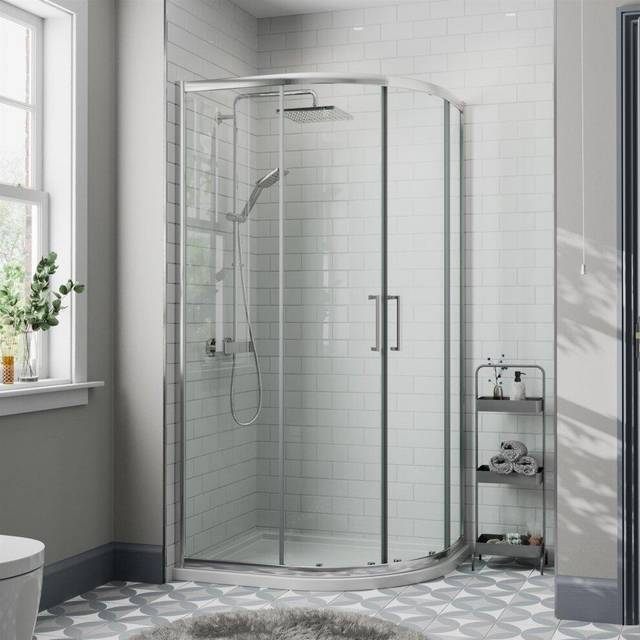 1000 x 800mm right hand offset quadrant shower enclosure framed 8mm safety glass