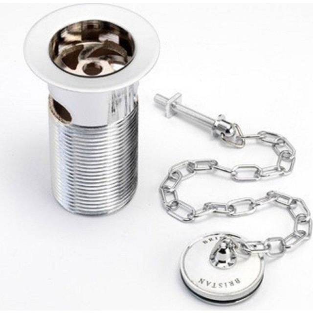 Bristan Chrome Traditional Slotted Basin Waste with Porcelain Plug | Silver | Metal | 60mm x 90mm