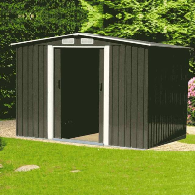 6x8 Foot Metal Garden Shed - Grey - One Size