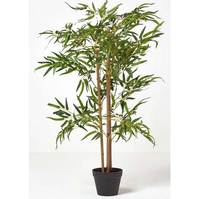 Tall Lifelike Artificial Bamboo Plant in Pot with Real Bamboo Stems - Green