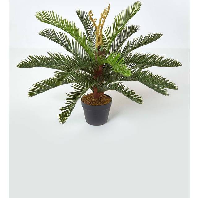 Artificial Palm Tree Lifelike Green Sago Pal Cycas Plant in Pot, 75 cm