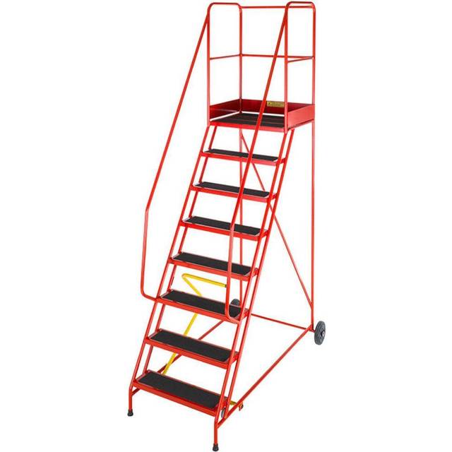8 Tread HEAVY DUTY Mobile Warehouse Stairs Anti Slip Steps 2.8m Safety Ladder