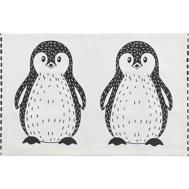 Kids Rug Penguin Print 60 x 90 cm Black and White HAJDARABAD