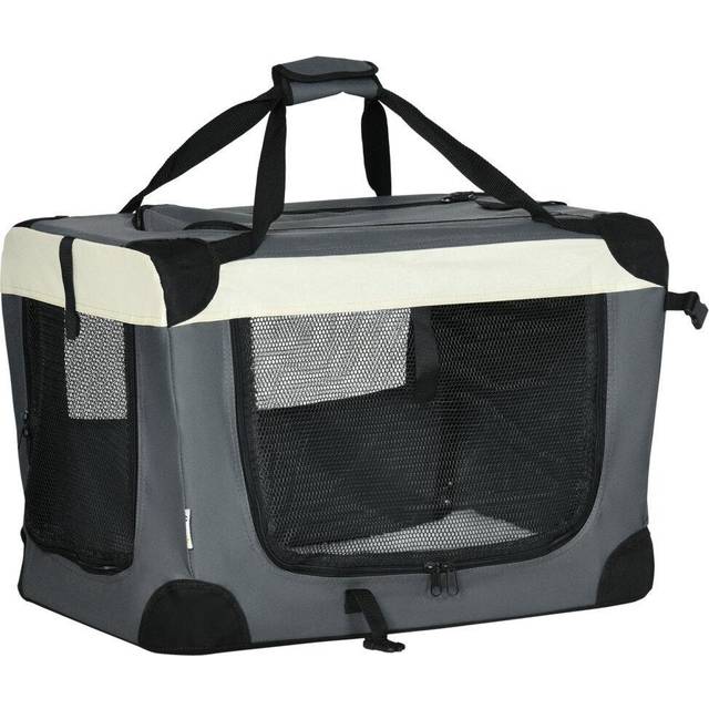 PawHut 60cm Foldable Pet Carrier Bag Soft Travel Dog Crate for Mini Dogs Grey | TJ Hughes