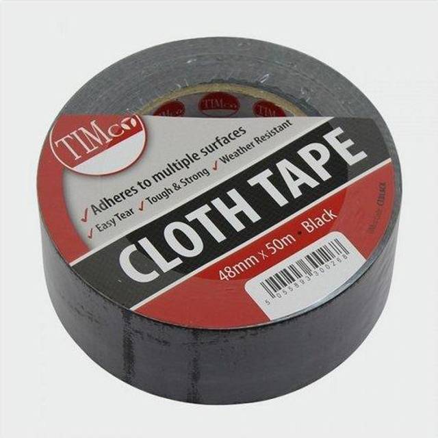 TIMco CTBLACK 50mx48mm Cloth Tape - Black