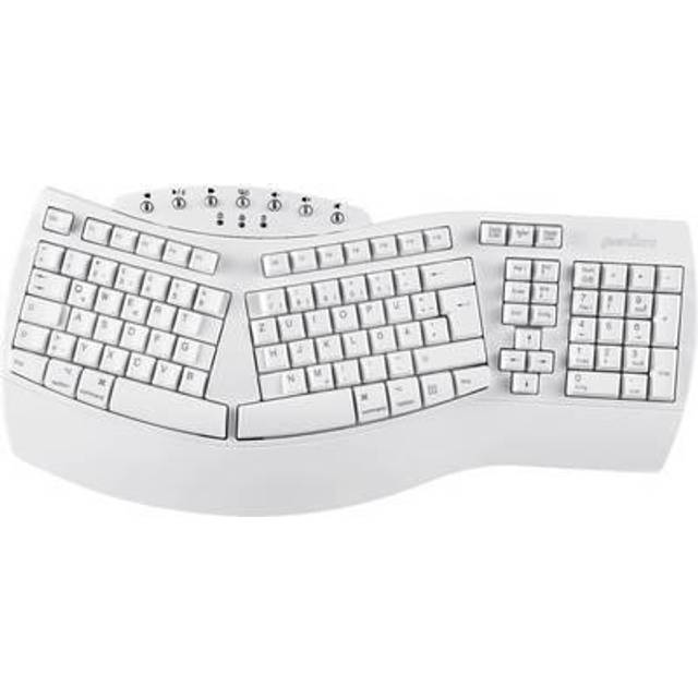 Perixx 11620 PERIBOARD-612 ergonomiskt trådlöst tangentbord, delad knappsats med dubbla lägen 2,4 G eller Bluetooth, kompatibel med Windows 10 och Mac OS X, vit, QWERTZ, tysk layout