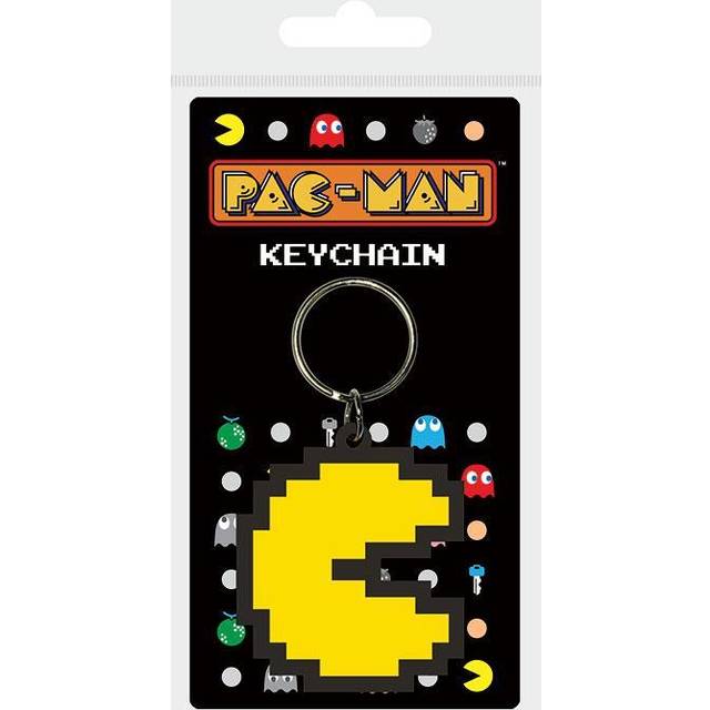 Pac-Man gummi nyckelring, dragkedja eller ryggsäcksberlock (pixeldesign) - officiell vara, mång, En storlek, Klassisk
