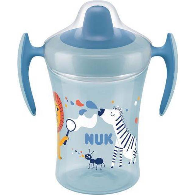 NUK Trainer Cup pipmugg | Läckagesäker mjuk drickpip | Från 6 månader | BPA-fri | 230 ml | zebra (blå)