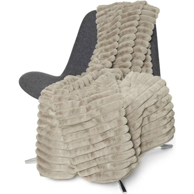 Stripy taupe - pläd i fuskpäls 120 x 180 cm (120 x 180 cm)