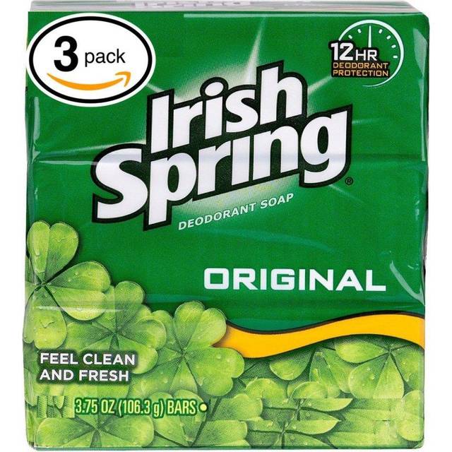 Irish Spring Deodorant Soap Original Bar, 3 Bars 3.75 Ounce