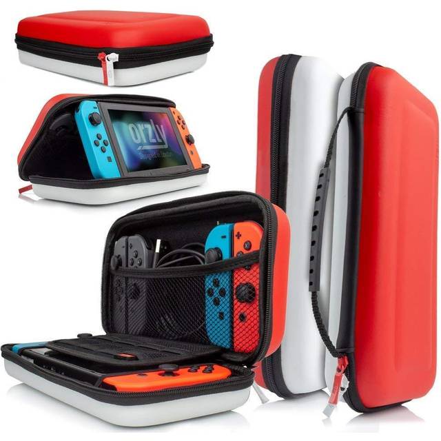 Orzly carry case compatible with Nintendo Switch and New Switch OLED console -Protective Hard Portable Travel carry case Shell Pouch with Pockets for