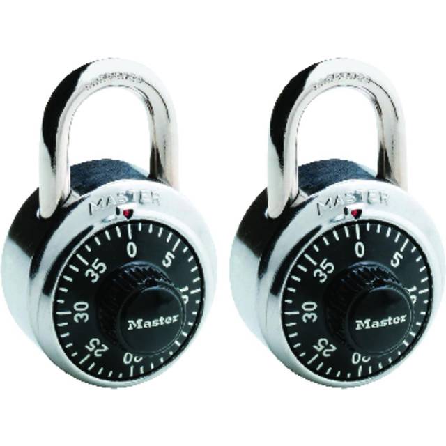 Combination Padlock, Ctr, Black/Silver, PK2