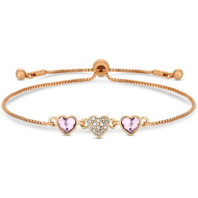 Jon Richard Radiance Collection Rose Gold Plated Pink Dancing Heart Toggle Bracelet