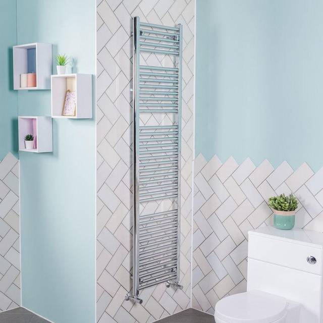 NRG - 1800x450 Straight Central Heating Towel Rail Bathroom Heated Rad Radiator Chrome