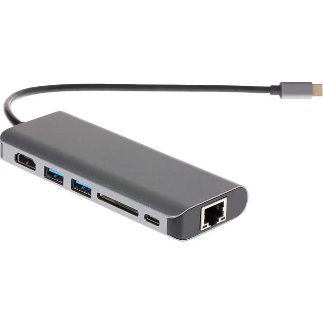 USB C Hub Adapter, 6-in-1 with 2x USB-A 3.0, HDMI 4K, USB-C PD, SD/Micro SD Card Reader, Gigabit RJ45 for MacBook Air, MacBook Pro, Dell XPS, Lenovo
