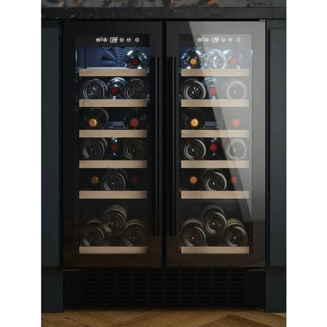 Cata UBBKWC60DD 60cm Black Dual Zone Twin Door Wine Cooler