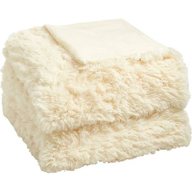 Sienna Fluffy Shaggy Blanket Throw Over Sofa Bed Fleece - Yellow