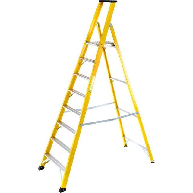 1.9m FIBREGLASS Platform Step Ladders 8 Tread Professional Lightweight Steps