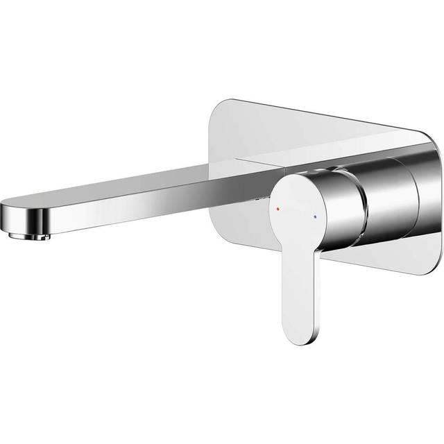 Nuie Arvan Chrome Wall Mounted 2 Hole Basin Mixer Tap With Plate - ARV