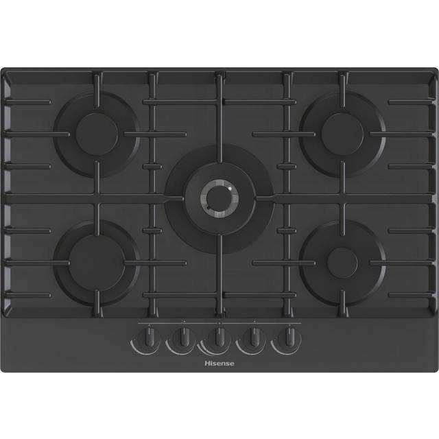 5 Burner Gas Hob In Black, Glass Top - Hisense GG773B