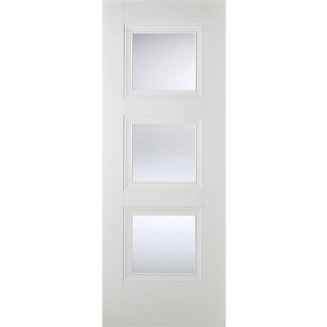 LPD Amsterdam Glazed - Solid Primed Internal Door (Size: 1981 x 686mm, Thickness: 35mm) White