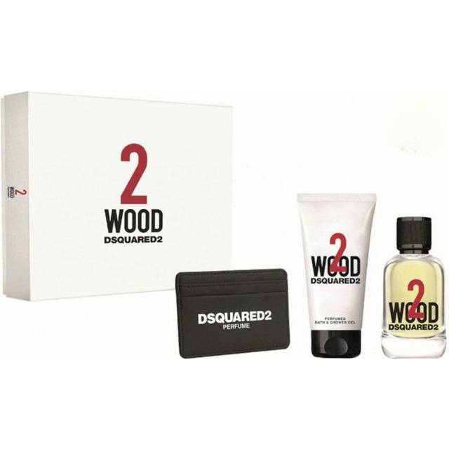 DSquared² 2 Wood Gift Set 100ml EDT + 100ml Shower Gel + Cardholder
