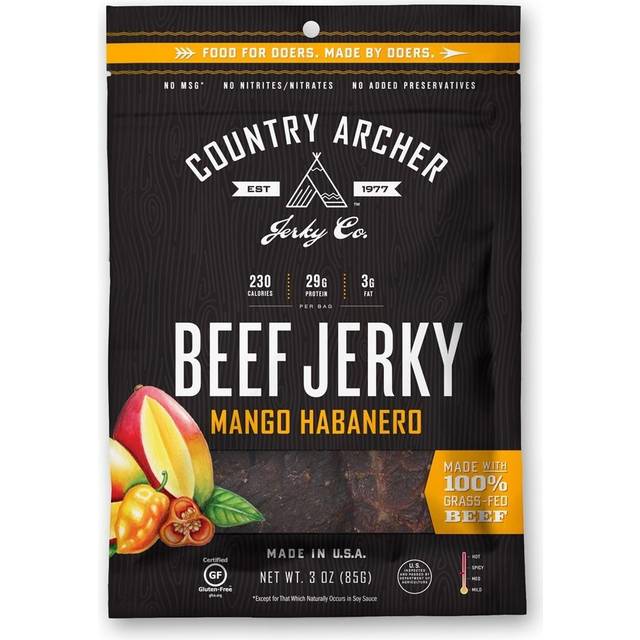 Country Archer Gluten Free Grass-Fed Beef Jerky Mango Habanero 2.5 oz