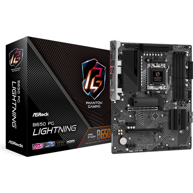 ASROCK B650 PG LIGHTNING, AM5, ATX, 4 DDR5, 3 M.2, 4 SATA, HDMI