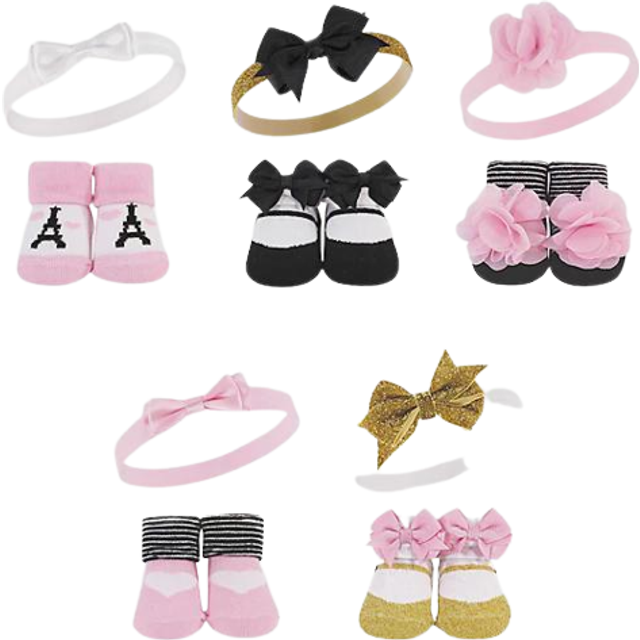 Hudson Baby Baby Girls' Headband and Socks Giftset  Paris 10-Pack  One Size