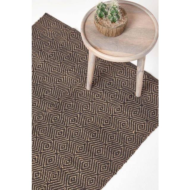 Homescapes Black Geometric Jute Rug, 90 x 150 cm